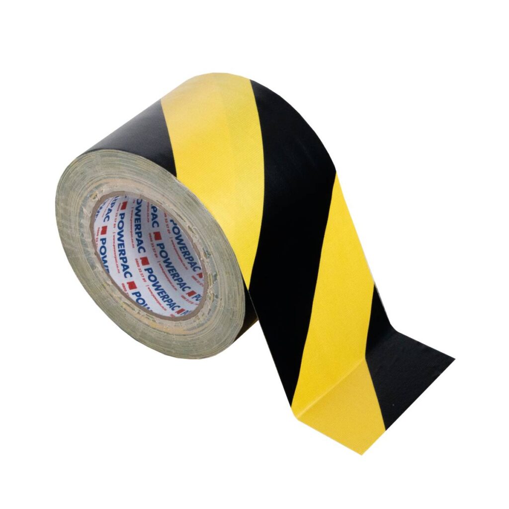 Aisle Marking Cloth Tape Black/Yellow - 30m x 96mm