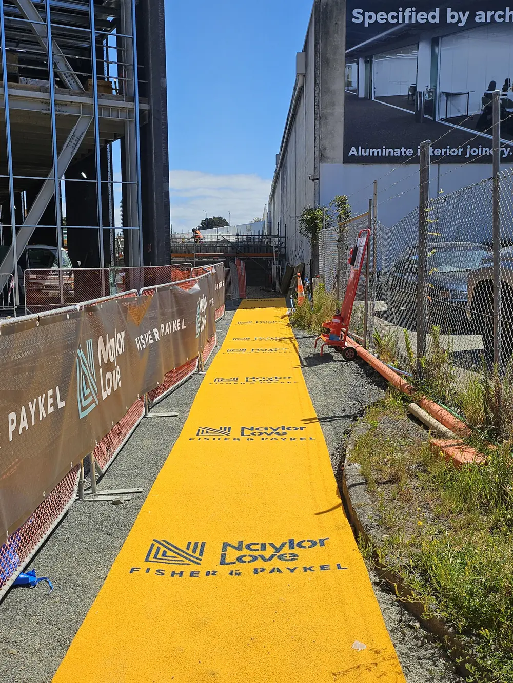 safe path matting on construction site path