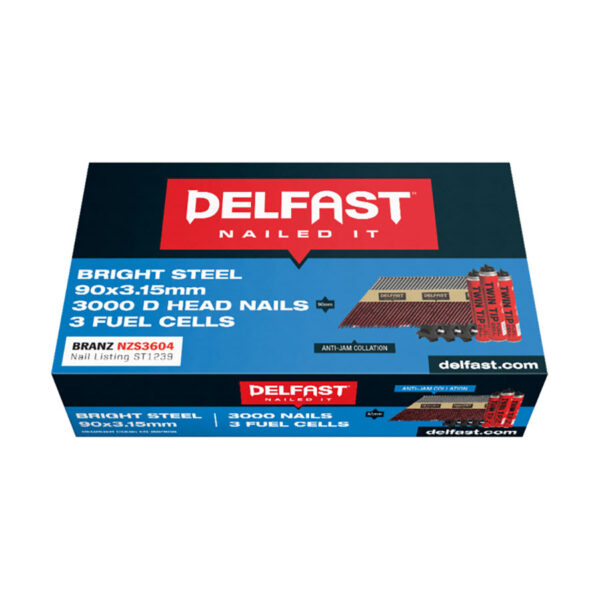 Delfast 90mm Bright Nails + Fuel Pack 3000/Bx