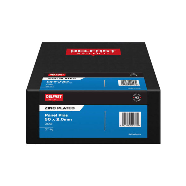 Delfast 50 x 2.0mm Zinc Panel Pin Loose Nails - 5kg