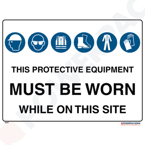 Mandatory Signs - This Protective Equipment Must be Worn While on This Site - 7 icons