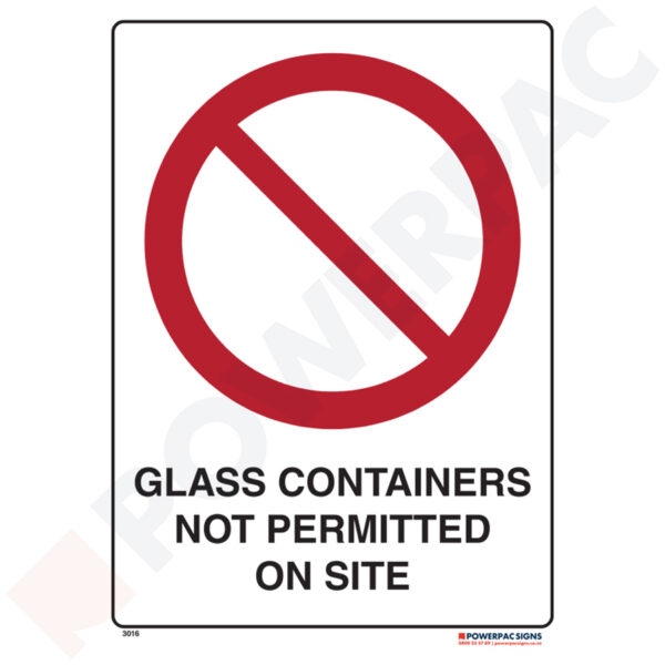 Prohibiting Signs - Glass Containers Not Permitted On Site
