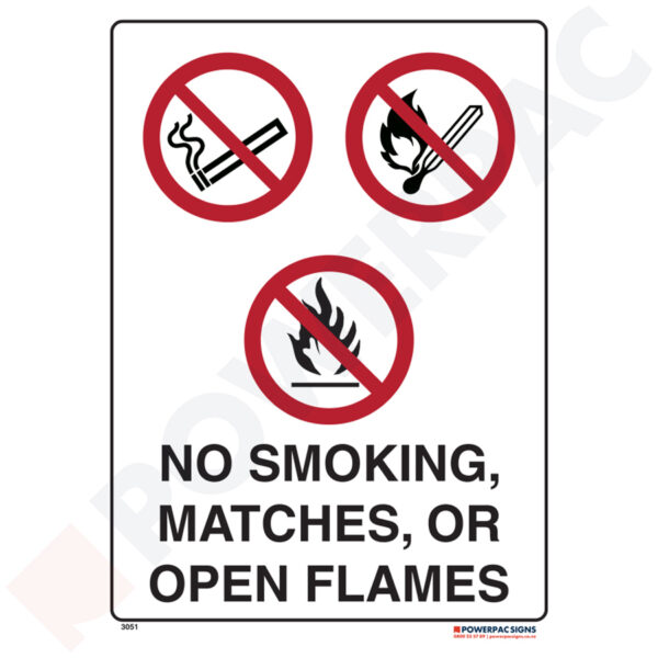 Prohibiting Signs - No Smoking, Matches, or Open Flames