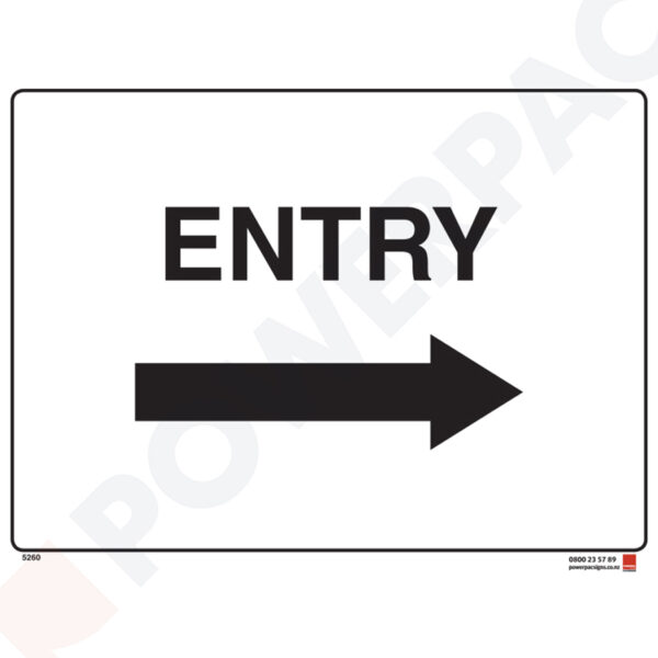 Restricted Area Signs -  Entry to Right