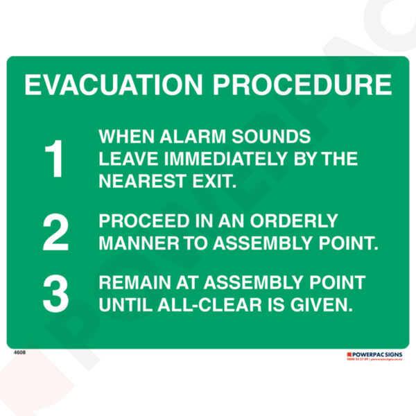 Warning Signs - Evacuation Procedure....Landscape
