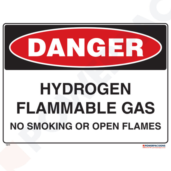 Danger Sign - Hydrogen Flammable Gas - No Smoking or Open Flames