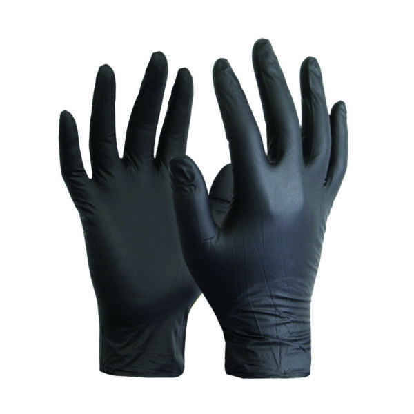 Disposable Nitrile Gloves Black 100pk Size Medium
