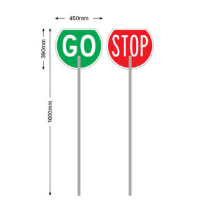 Stop & Go Sign - 450 x 390mm - c/w 1600mm aluminium handle
