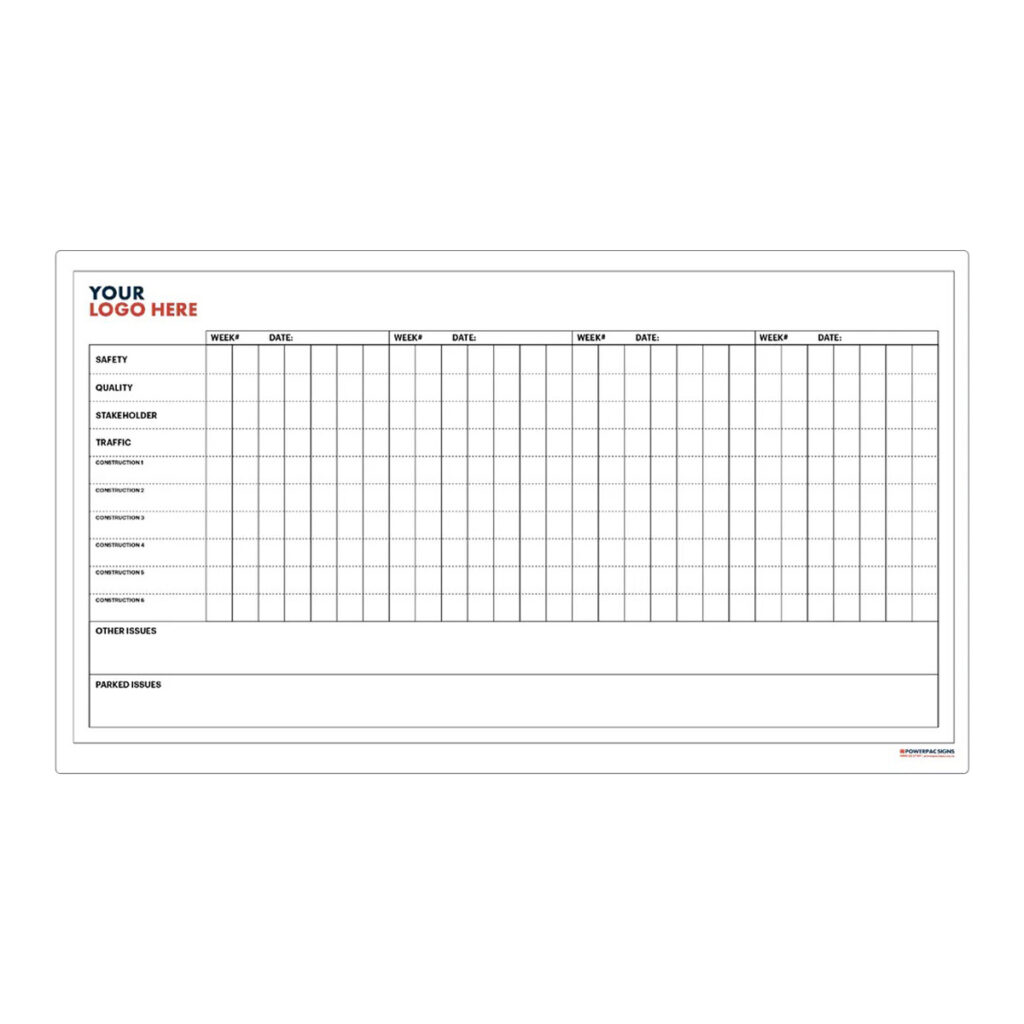 4 Week Planner Board - 2800mm x 1500mm