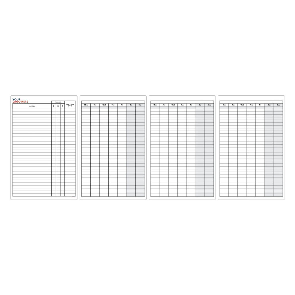 Project Planner Set - Activity Board + 4 Weekly Planners - 2400mm x 1200mm