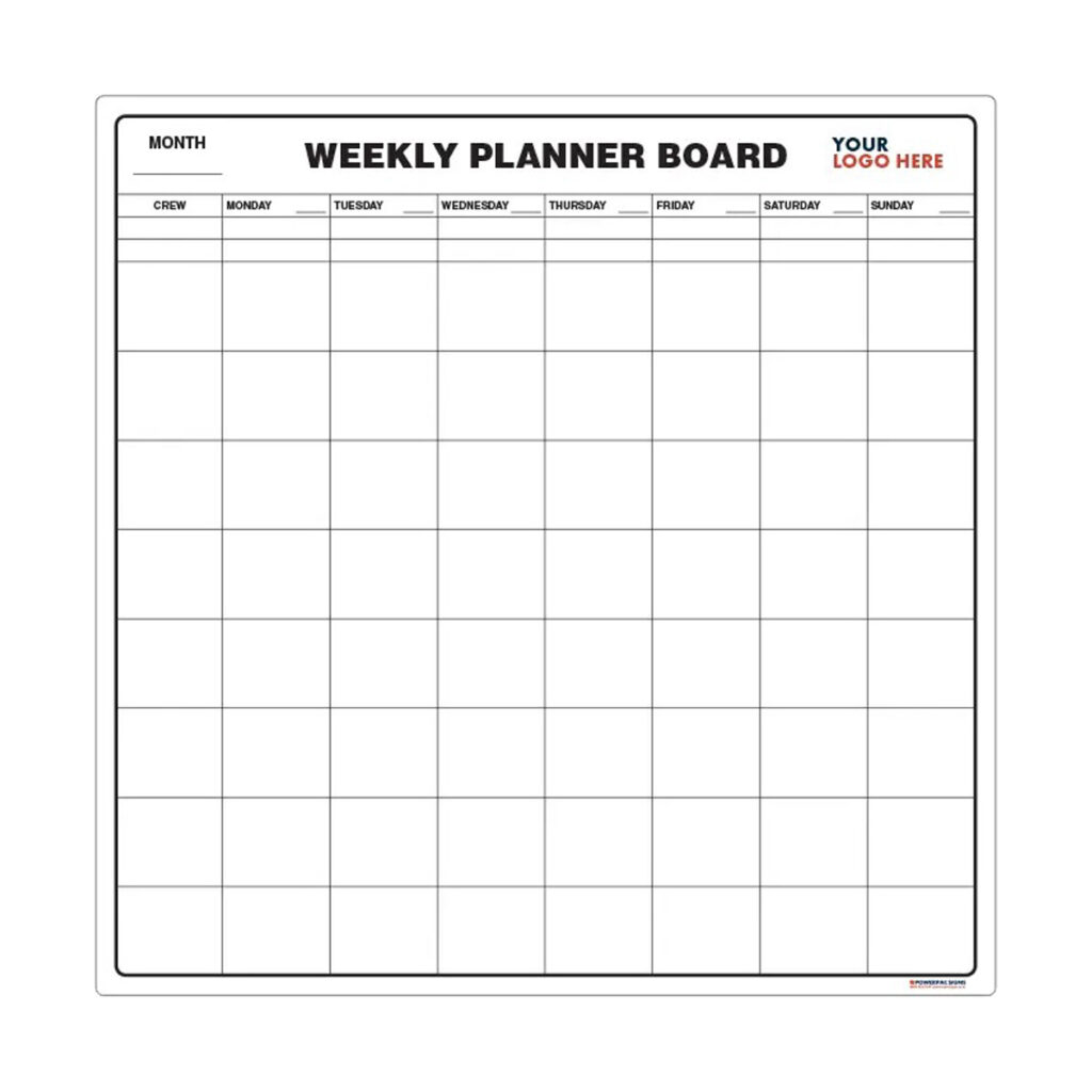 Weekly Planner Board - 2400mm x 1200mm