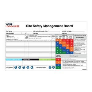 Site Safety Management Board with Risk Matrix - 2400mm x 1200mm