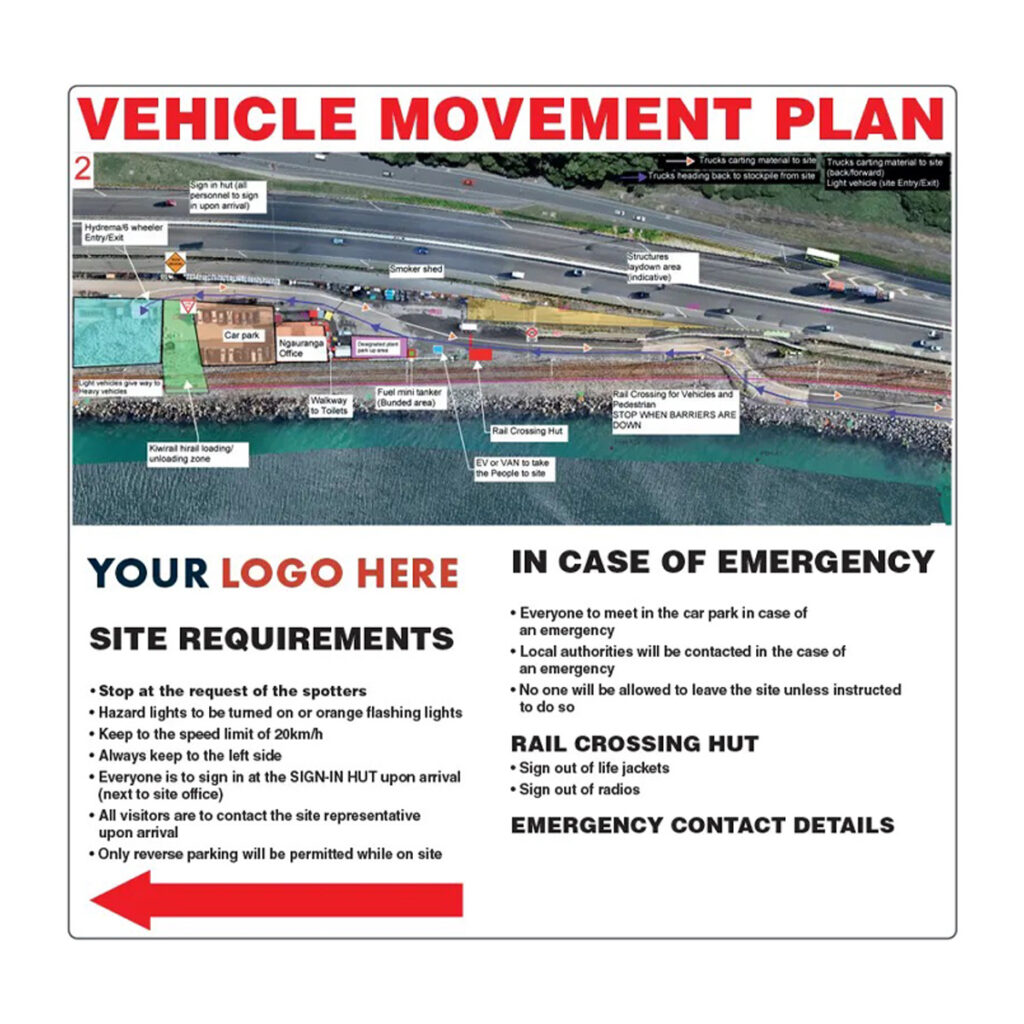 Vehicle Movement Plan Board - Single Zone - 2400mm x 1200mm