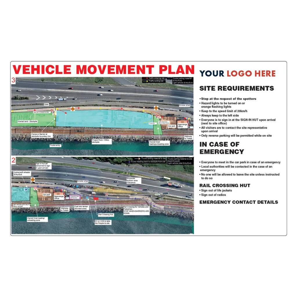 Light Vehicles Visitor/Site Entrance Board - 2400mm x 1200mm